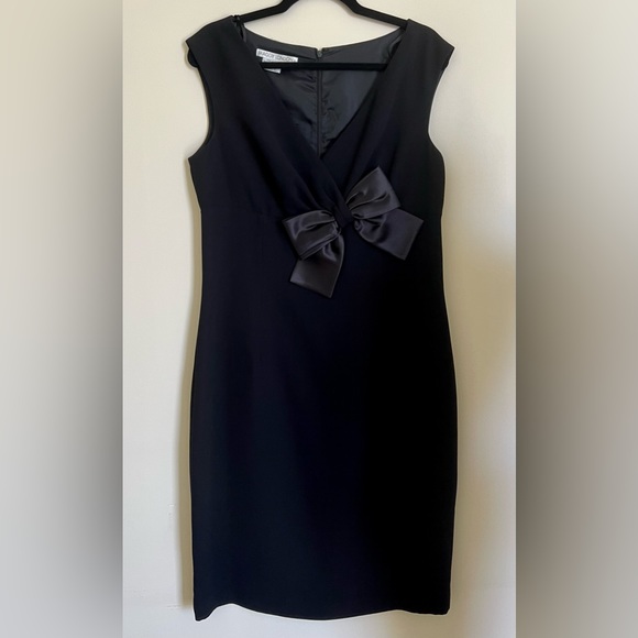 Maggy London Black Midi Dress with Satin Bow - Picture 7 of 9